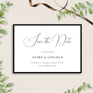 Reserve A Data Casamento com Letra de Script Minimalista e Borda