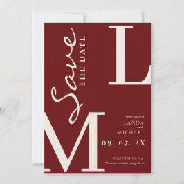 Reserve A Data Casamento com monograma elegante em burgundy e mar