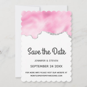 Reserve A Data Casamento com Na moda de Fronteira Glitter Rosa e