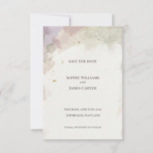 Reserve A Data Casamento com Nó Celta Floral em Aquarela Suave