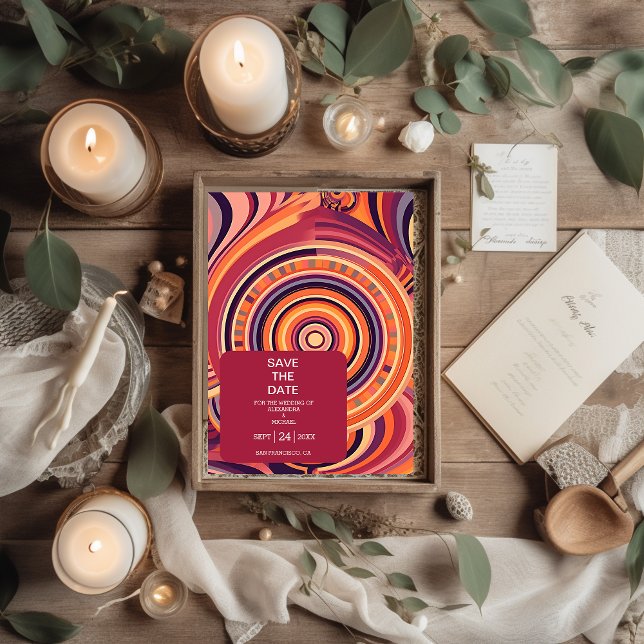 Reserve A Data Casamento com o padrão de abstrato do Groovy 70s (Criador carregado)