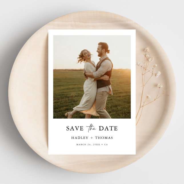 Reserve A Data Casamento com Orçamento de Foto Rústico Minimalist (Criador carregado)