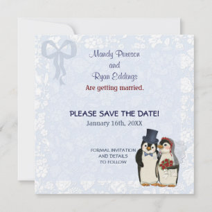 Reserve A Data Casamento com Pinguins - Salve a Data