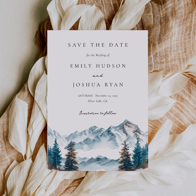 Reserve A Data Casamento com pinheiro das montanhas do inverno (Criador carregado)