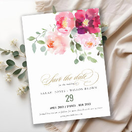 Reserve A Data Casamento com Rosa de Aquarela Rosa Blush Burgundy