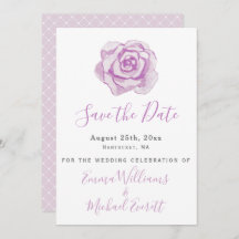 Casamento com Rosa de Aquarela Roxa Guardar o Cart