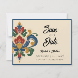 Reserve A Data Casamento com Rosemaling Norueguesa