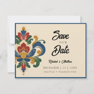 Reserve A Data Casamento com Rosemaling Norueguesa