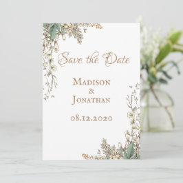 Reserve A Data Casamento com Roteiro Floral de Vegetação Elegante