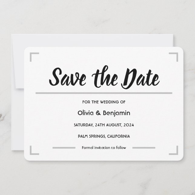 Reserve A Data Casamento com Roteiro Manuscrito Simples (Frente)