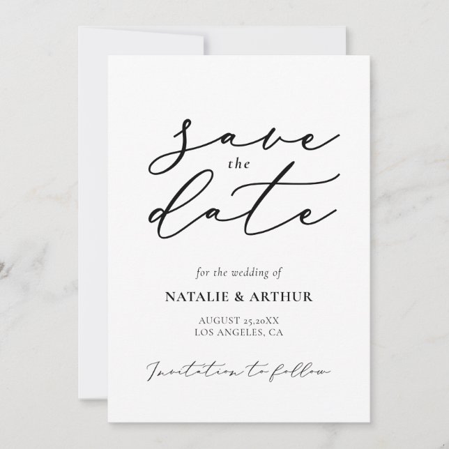 Reserve A Data Casamento com Roteiro Moderno Minimalista (Frente)