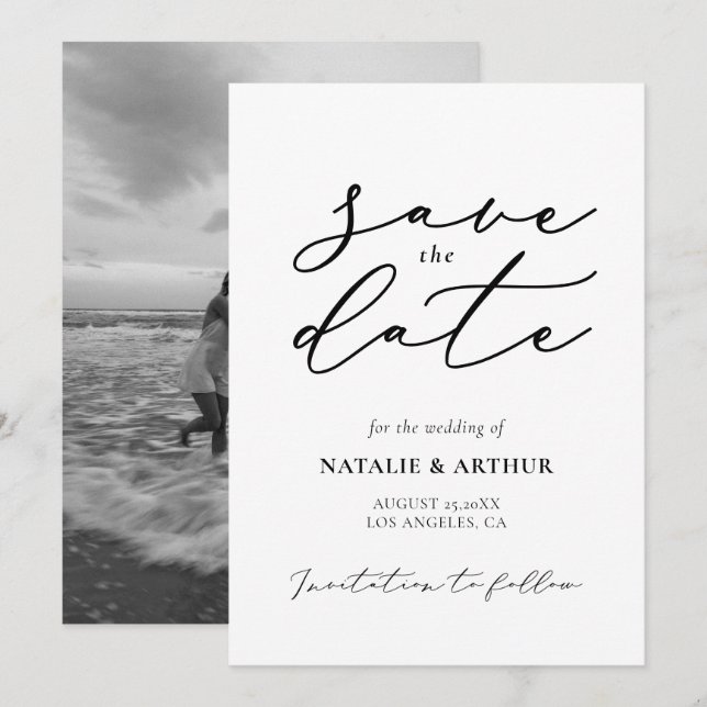 Reserve A Data Casamento com Roteiro Moderno Minimalista (Frente/Verso)
