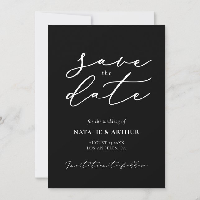 Reserve A Data Casamento com Roteiro Moderno Minimalista (Frente)