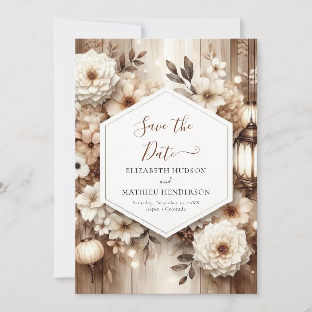 Reserve A Data Casamento com Russo Floral Digital (Frente)