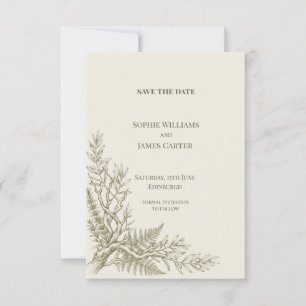 Reserve A Data Casamento com Samambaia Verde Oliva