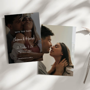 Reserve A Data Casamento com Sobreposição de Foto Moderna e Elega