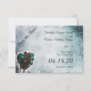 Reserve A Data Casamento com Teal Heart Steampunk Salve a Data
