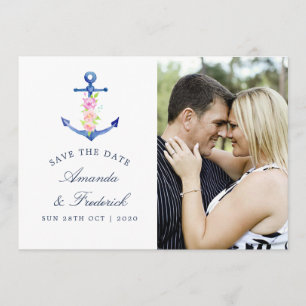 Reserve A Data Casamento com tema náutico em aquarela Salve a dat