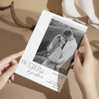 Reserve A Data Casamento com Tipografia Branca e Preta Moderna