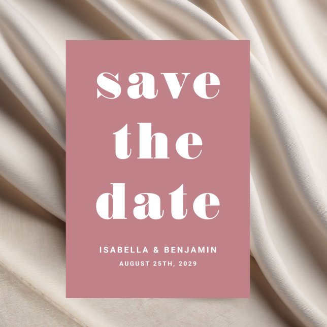 Reserve A Data Casamento com Tipografia Rosa Moderna (Pink Dusty Rose Modern Typography Wedding Save The Date)