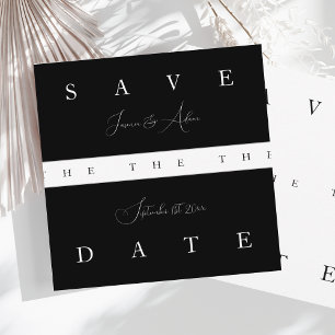 Reserve A Data Casamento com Tipografia Simples Branco Chic Black
