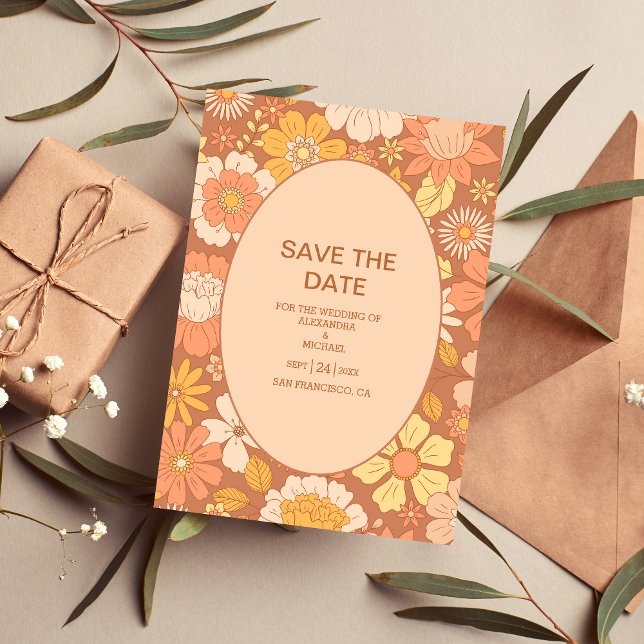 Reserve A Data Casamento com Tons Mogados Pensados do Retro Groov (Criador carregado)