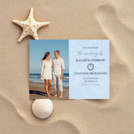 Reserve A Data Casamento Conchas Azuis Costeiras