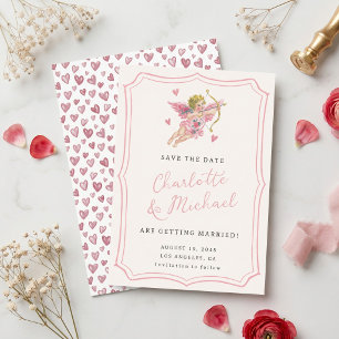 Reserve A Data Casamento Cor-de-Rosa Cupido Querubim Escrito à Mã