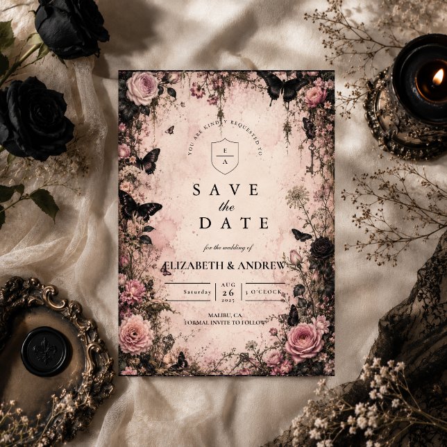 Reserve A Data Casamento Cor-de-Rosa Gótico Temperamental (Criador carregado)