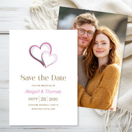 Reserve A Data Casamento Corações Modernos Rosa e Branco