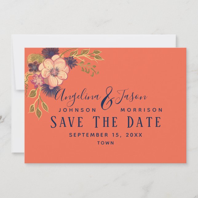 Reserve A Data Casamento Coral (Frente)