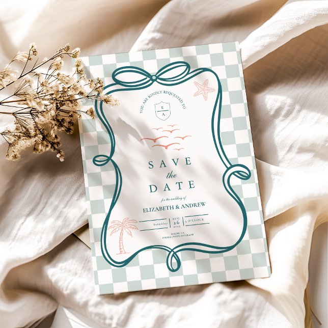 Reserve A Data Casamento Costeiro Desenhado À Mão (Criador carregado)