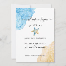 Reserve A Data Casamento Costeiro Moderno de Praia de Aquarela