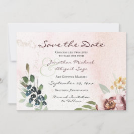 Reserve A Data Casamento Cristão-Floral Rosa-Rosa-Blush da Elegan