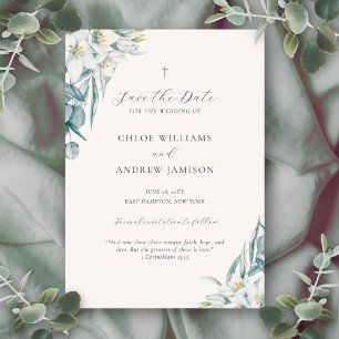 Reserve A Data Casamento Cristão Simples e Elegante com Verde de
