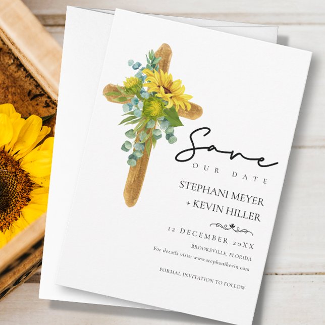 Reserve A Data Casamento Cruzado Rustic Boho Wood Sunflower Green (Criador carregado)