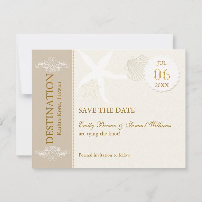 Reserve A Data Casamento da Elegância de Praia Salva a Data (Frente)