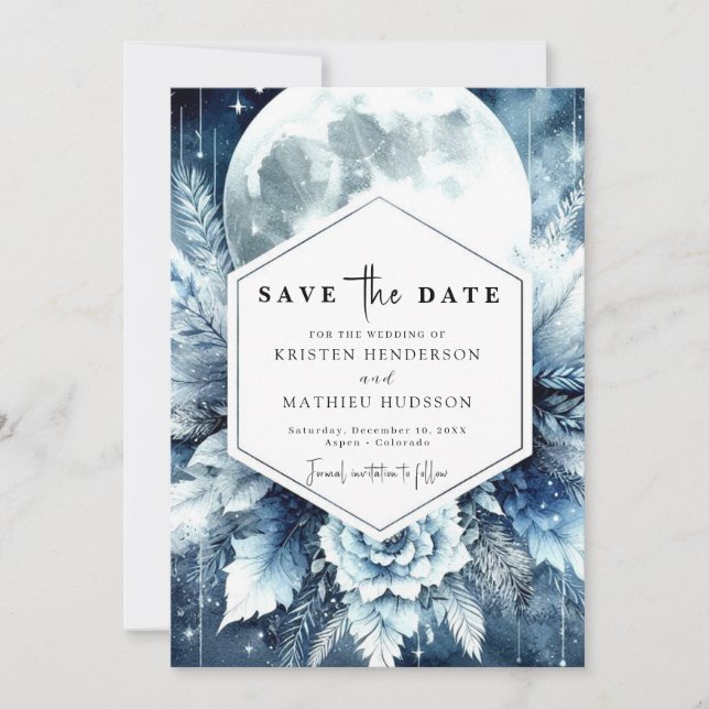 Reserve A Data Casamento da Lua com Tipografia Personalizada (Frente)