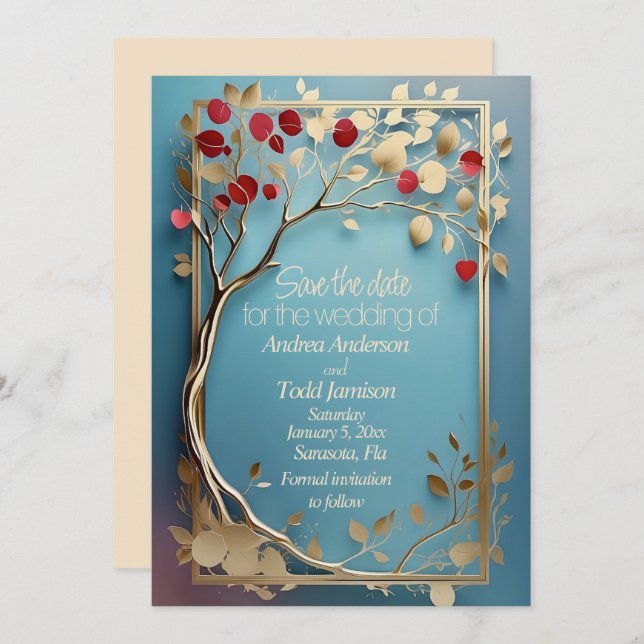 Reserve A Data casamento da macieira abstrato (Frente/Verso)