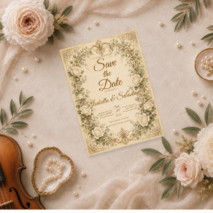 Reserve A Data Casamento da Rosa Marfim Elegante