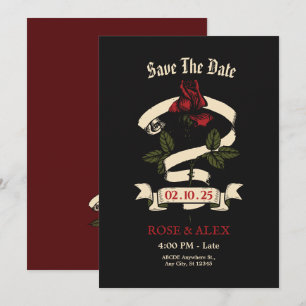 Reserve A Data Casamento da Rosa Romântica Escura
