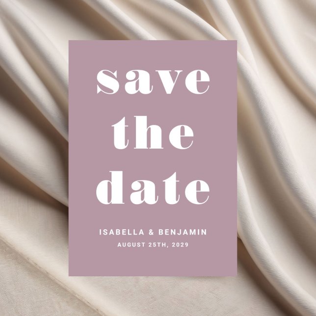 Reserve A Data Casamento da Tipografia Mauve Moderna (Pink Mauve Modern Typography Wedding Save The Date)