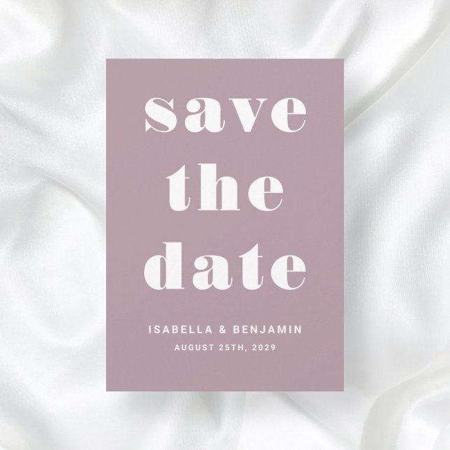Reserve A Data Casamento da Tipografia Mauve Moderna (Pink Mauve Modern Typography Wedding Save The Date)