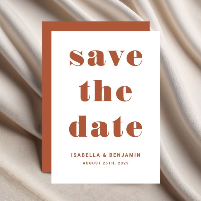 Reserve A Data Casamento da Tipografia Modern Terracotta (Modern Terracotta Typography Wedding Save The Date)