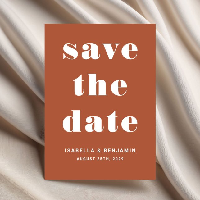 Reserve A Data Casamento da Tipografia Modern Terracotta (Modern Terracotta Typography Wedding Save The Date)
