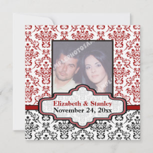 Reserve A Data Casamento damasco preto e branco vermelho Save the