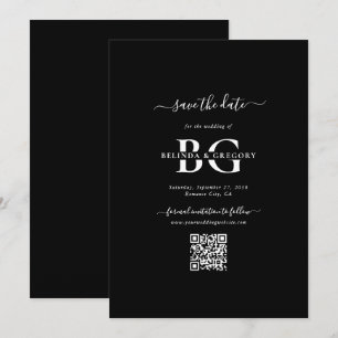 Reserve A Data Casamento das Iniciais do Monograma Branco e Preto