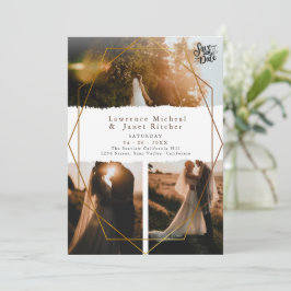 Reserve A Data Casamento de 3 fotos com escrita minimalista em br