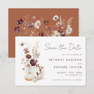 Reserve A Data Casamento de Abóbora Flor Silvestre Outono Boho