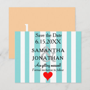 Reserve A Data Casamento de Amor Coração Vermelho Azul Espuma do